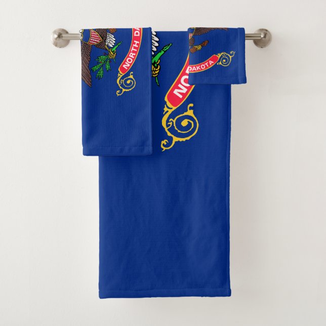North Dakota State Flag Bath Towel Set (Insitu)