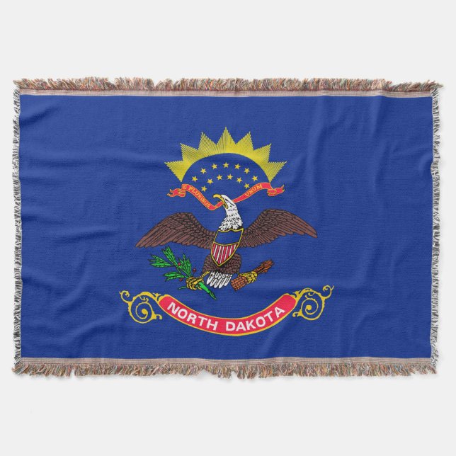 North Dakota State Flag Design Decor Throw Blanket (Front)