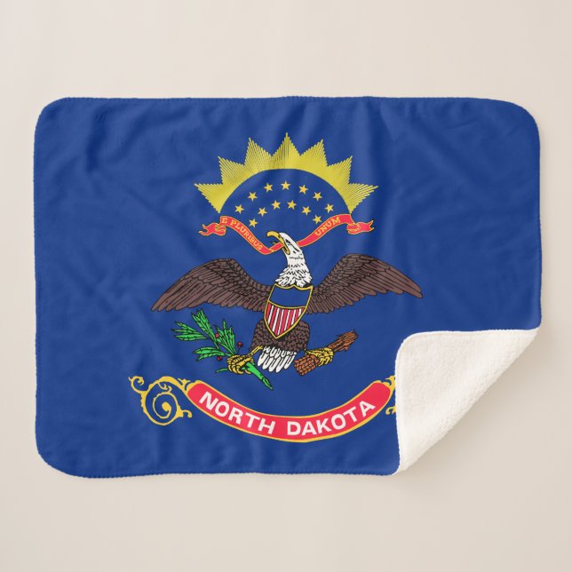 North Dakota State Flag Sherpa Blanket (Front (Horizontal))