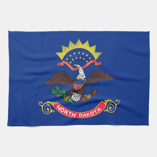 North Dakota State Flag Tea Towel (Horizontal)