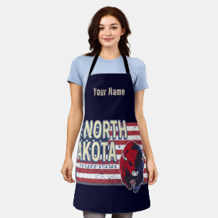 North Dakota State United States Retro Map Vintage Apron