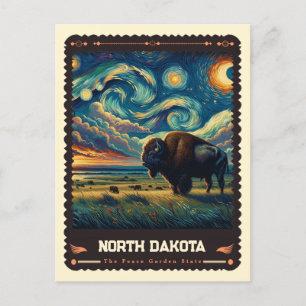 North Dakota Vincent Van Gogh Inspired Postcard