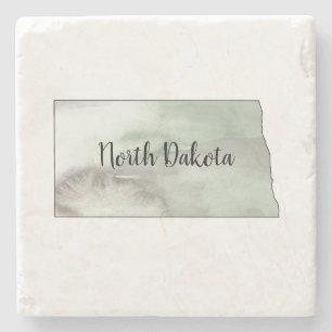 North Dakota Watercolor Painting Stone Coaster