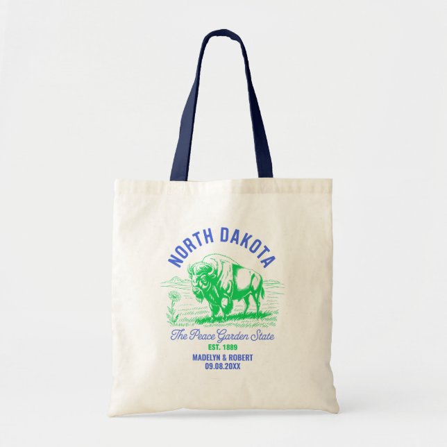 North Dakota Wedding Welcome Bag, State Love Tote Bag (Front)
