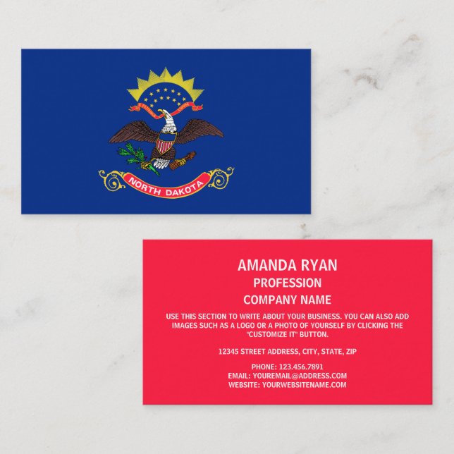 North Dakotan Flag, Flag of North Dakota Business Card (Front/Back)