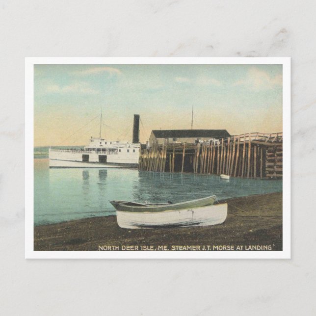 North Deer Isle Maine, Steamer at Dock, 1910  Postcard (Front)