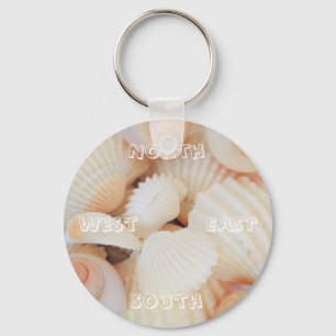 North East South West Compass Sea Shells Exotic Key Ring