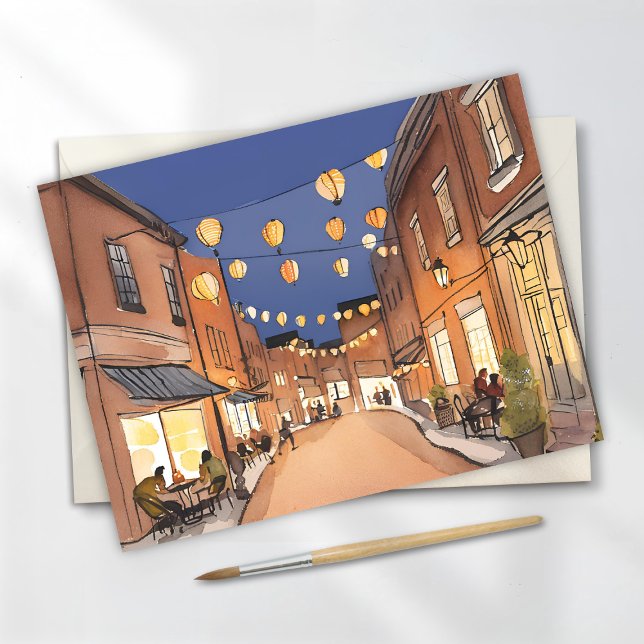 North End Italian District Boston Watercolor Card (Creator Uploaded)