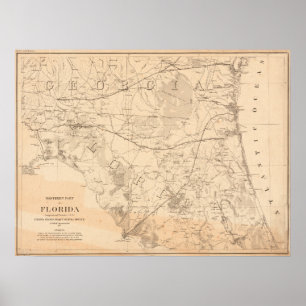 North Florida Vintage Map Poster