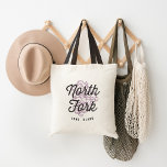 North Fork Long Island Wine Country Vintage Logo Tote Bag<br><div class="desc">Cute North Fork, Long Island tote bag features the name of New York's up and coming wine producing region in vintage distressed lettering, overlaid on an illustration of a cluster of ripe grapes, ready to be turned into wine. Personalise this cute tote with a name or wedding date for a...</div>