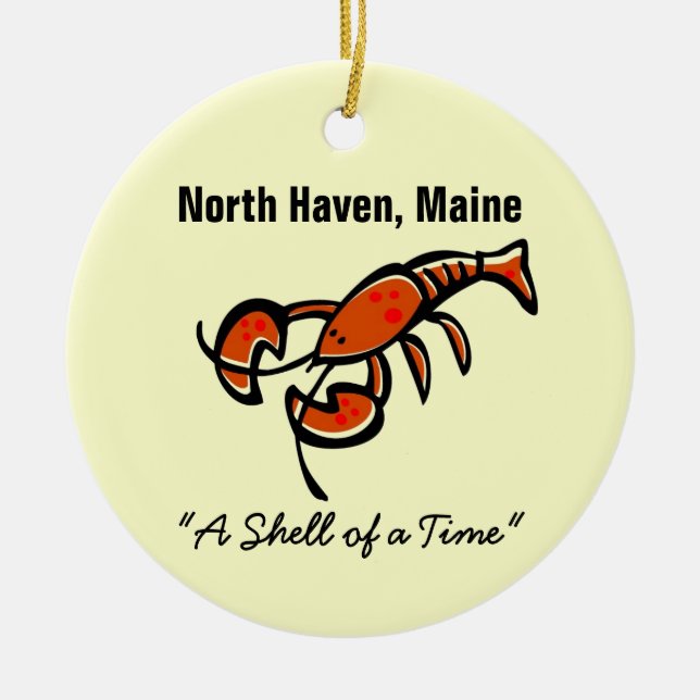 North Haven, Maine Lobster Ceramic Tree Decoration (Front)