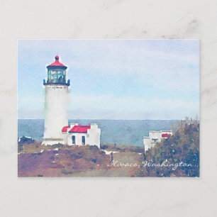 North Head Lighthouse Ilwaco, WA Watercolor Print Postcard