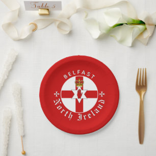 North Ireland plate, Belfast, Irish Ulster Flag Paper Plate