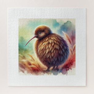 North Island brown kiwi 260824AREF117 - Watercolor Jigsaw Puzzle