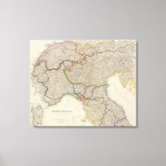 North Italy with Sardinia Canvas Print (Front)