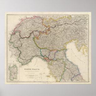 North Italy with Sardinia Poster