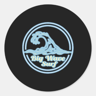 North Jetty Beach Big Wave Surf Club, Surfing Grap Classic Round Sticker
