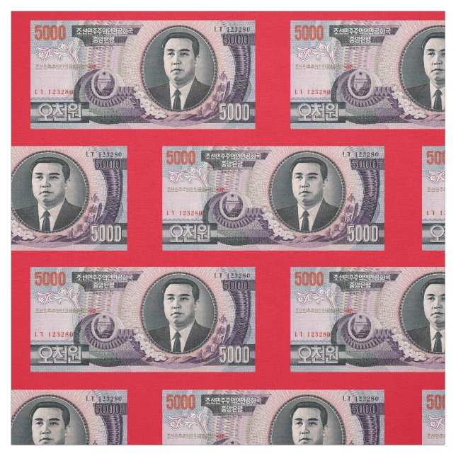 North Korea Banknote Fabric (Swatch)