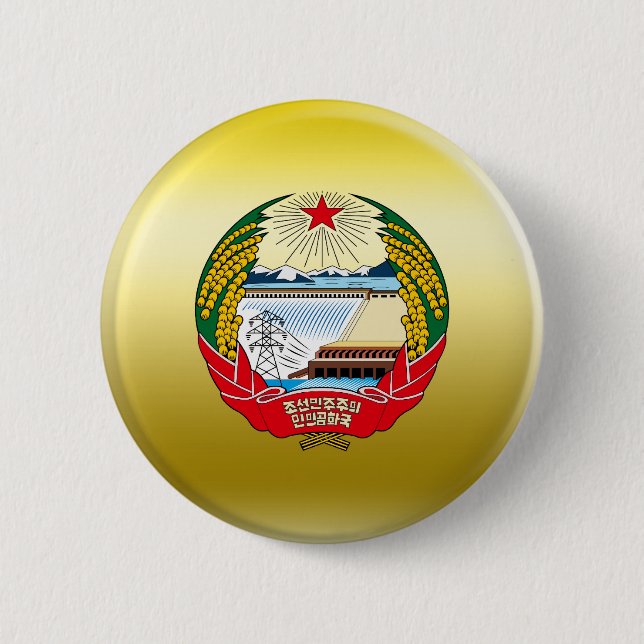 North Korea Coat of Arms 6 Cm Round Badge (Front)