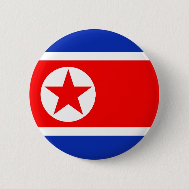 North Korea Flag 6 Cm Round Badge (Front)