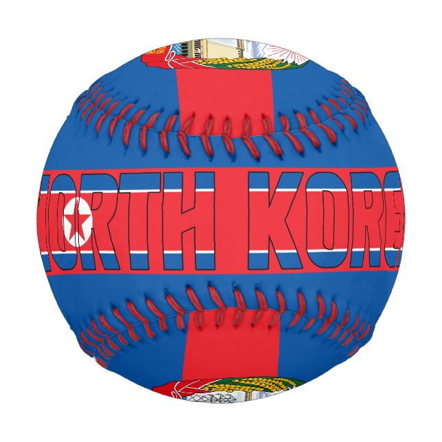 North Korea Flag and Coat of Arms Patriotic Baseball (Front)