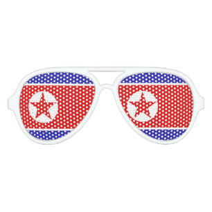 North Korea Flag Aviator Sunglasses