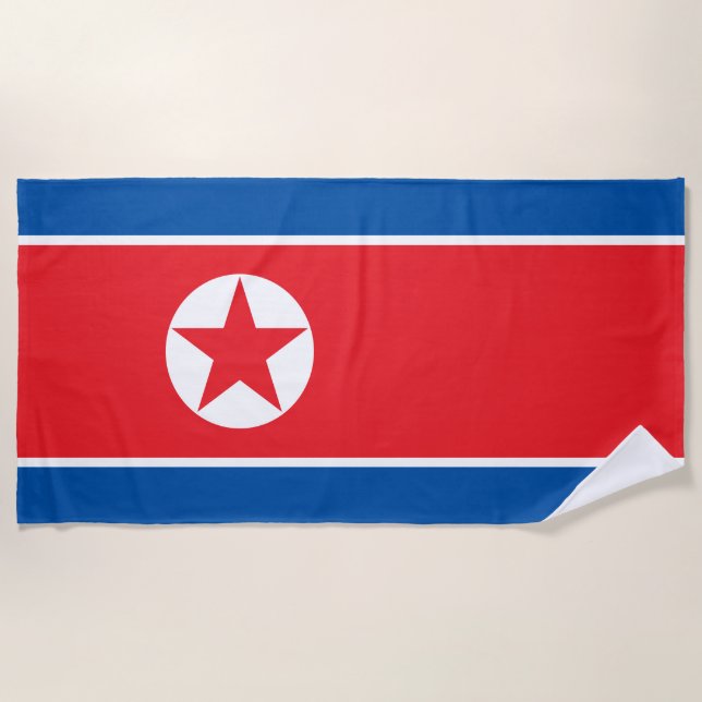 North Korea Flag Beach Towel (Front)