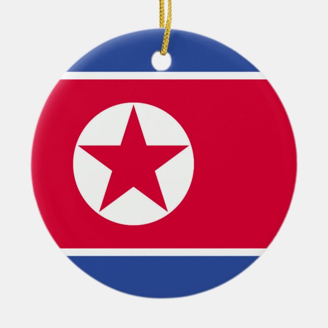 North Korea flag Ceramic Tree Decoration (Front)