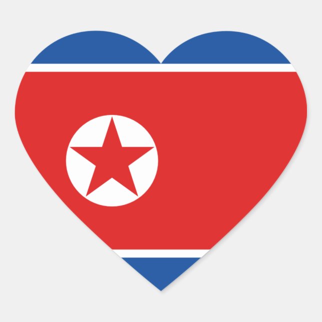 North Korea Flag Heart Sticker (Front)