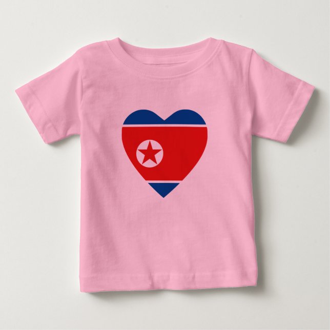 North Korea Flag Heart T-Shirt (Front)