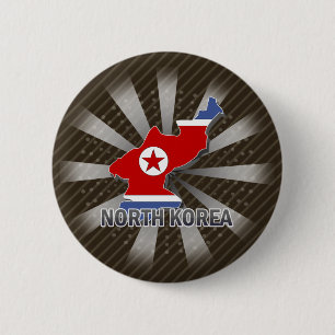 North Korea Flag Map 2.0 6 Cm Round Badge