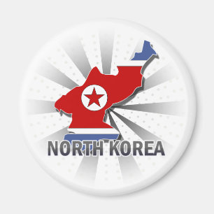 North Korea Flag Map 2.0 Magnet