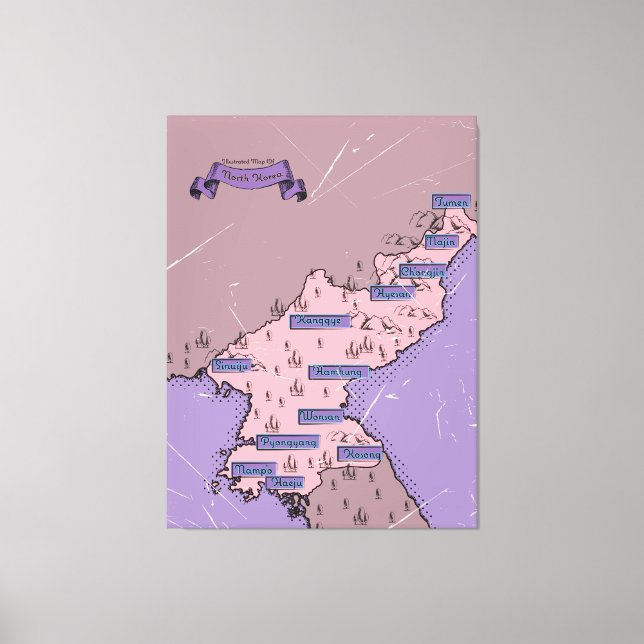 North Korea map Canvas Print (Front)