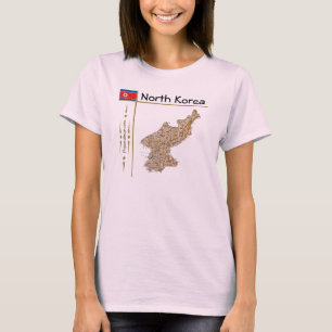 North Korea Map + Flag + Title T-Shirt