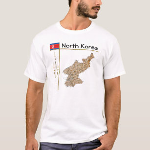 North Korea Map + Flag + Title T-Shirt