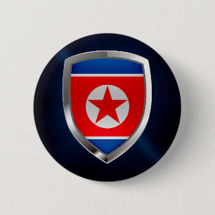 North Korea Metallic Emblem 6 Cm Round Badge