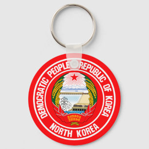 North Korea Round Emblem Key Ring