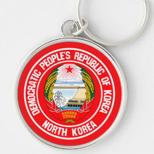 North Korea Round Emblem Key Ring