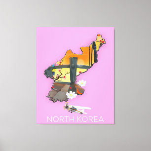 North Korea travel map Canvas Print