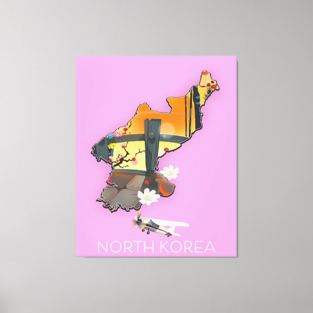 North Korea travel map Canvas Print (Front)