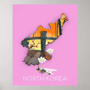 North Korea travel map Poster