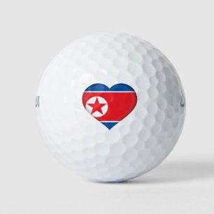 North Korean Flag Heart Golf Balls