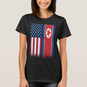 North Korean Flag  USA And North Korea Flags Proud T-Shirt