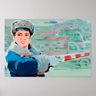 North Korean Propaganda Poster- Happiness This way Poster