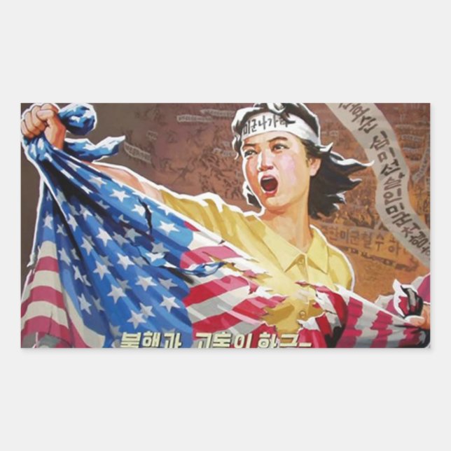North Korean Tear you a new one Rectangular Sticker (Front)
