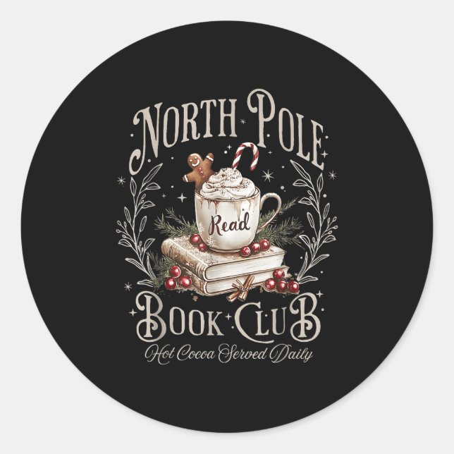 North Le Book Club Christmas Bookish Xmas Books Lo Classic Round Sticker (Front)