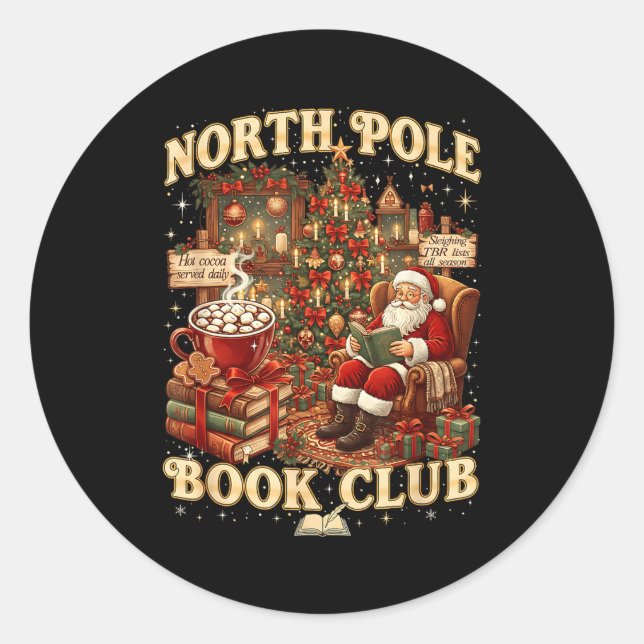 North Le Book Club Cozy Christmas Reading Gift  Classic Round Sticker (Front)