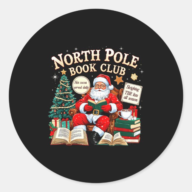 North Le Book Club Cozy Christmas Reading Gift  Classic Round Sticker (Front)