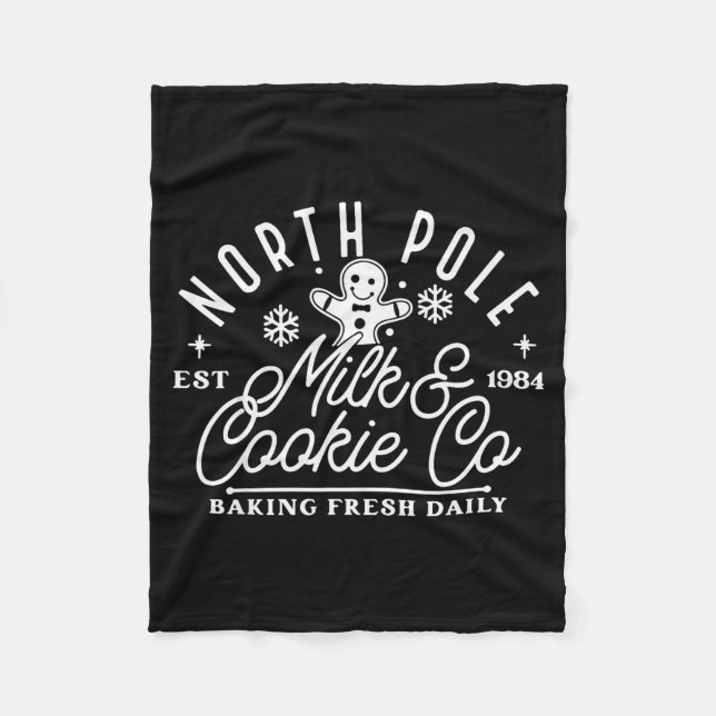 North Le Milk And Cookie Co Funny Baking Christmas Fleece Blanket (Front)