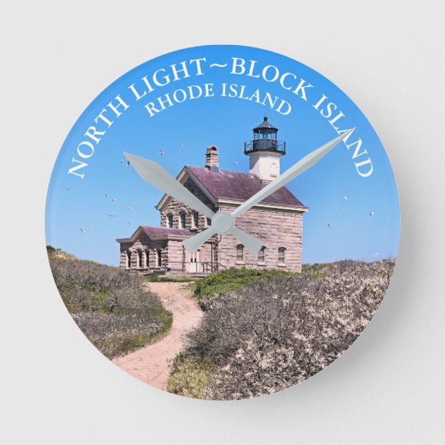 North Lighthouse, Block Island RI Wall  Clock (Front)